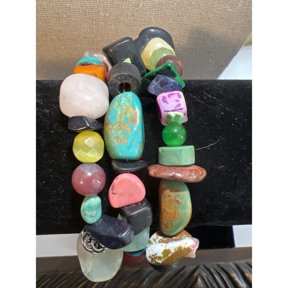 Multi-Gemstone Wire Bead And Chip Wrap Bracelet -- 23" - Picture 4 of 9